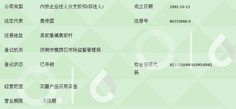 濟南市槐蔭區黃河農副產品銷售部